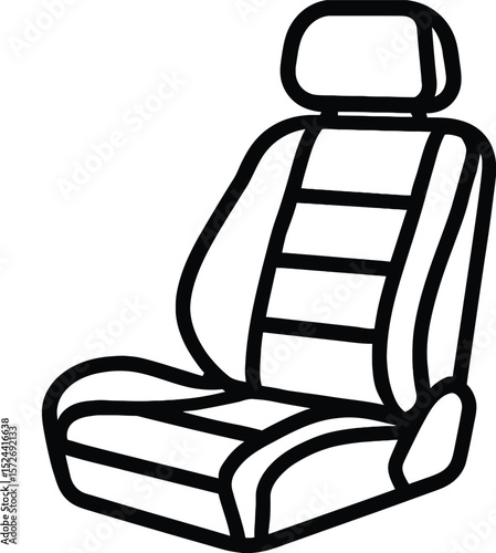  Car Seat Black and White Outline Vector - Automotive Interior Clipart