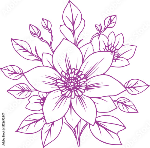 Mother's day flower line art design vector illustration.