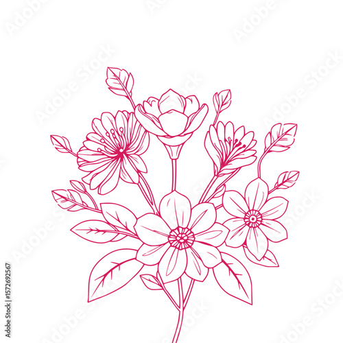 Mother's day flower line art design vector illustration.