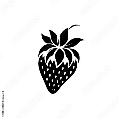 Creative strawberry silhouette pictogram representing freshness and nature in minimalist design for various applications