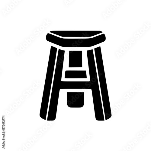 Silhouette pictogram of a stool showing a simple design suitable for various applications in graphic design and communication