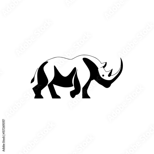 Silhouette pictogram of a rhinoceros in a vector icon style designed for various applications and visuals