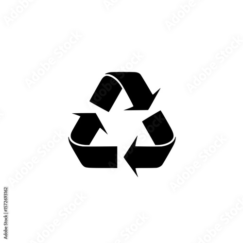 Silhouette pictogram representing the recycling symbol in a simple, isolated design for use in educational and environmental contexts