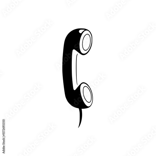 Silhouette vector icon of a telephone handset in a simple and isolated design suitable for various graphic uses