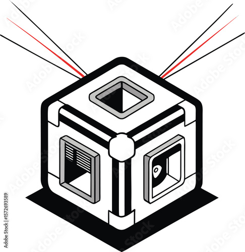 compact cube laser level with multiple beams black