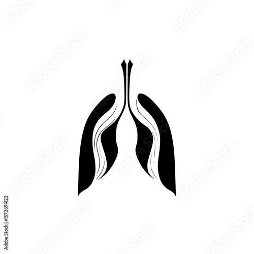 Health symbol depicting human lungs in silhouette style for awareness and education on respiratory health