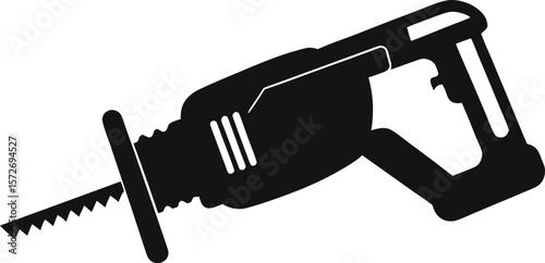 compact handheld reciprocating saw black silhouette