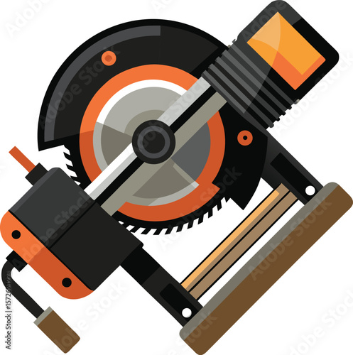 compact miter saw top down view black vector graphic