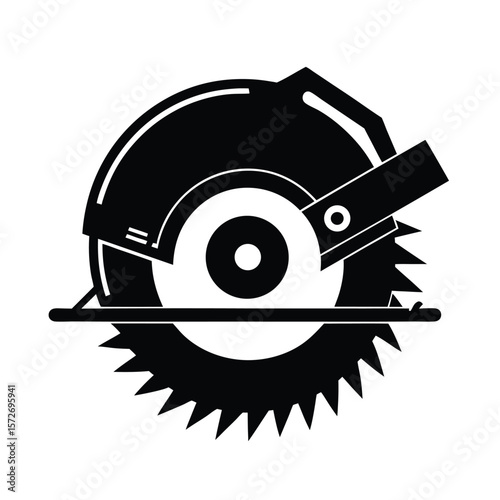 construction circular saw with blade details black