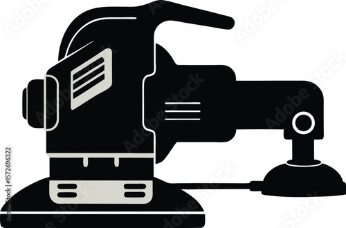 construction power sander in action black silhouette