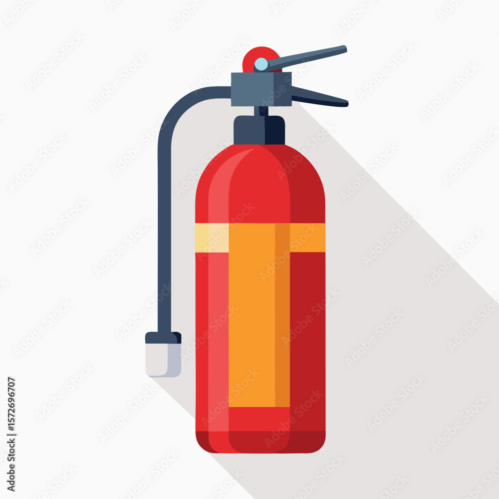 Obraz premium A fire extinguisher mounted on a wall, on a plain white surface, for safety, emergency, protection, or security.