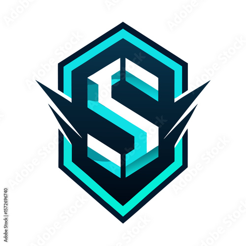 Futuristic esports logo featuring a geometric “S” symbol with gradient fills and soft-edged vector symmetry.