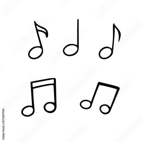Doodle sketch vector illustration of musical notes on transparent background for celebration and music design
