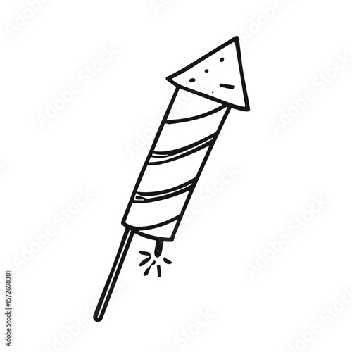 Doodle sketch vector illustration of a rocket firework on transparent background for celebration and festive design