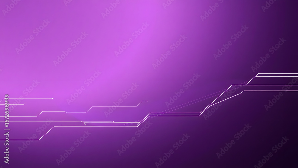 Naklejka premium Purple Tech Lines: A digital-style purple background featuring abstract lines, creating a visually striking effect suitable for technology-related themes.