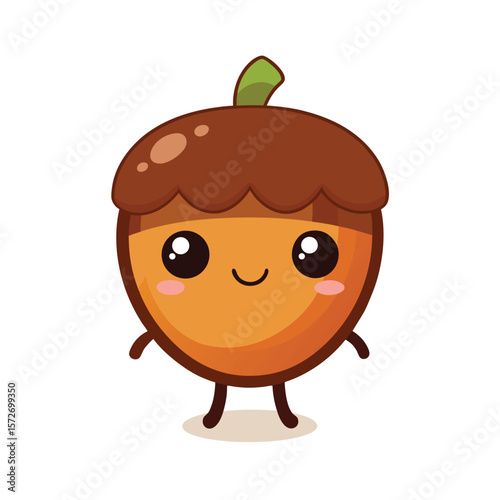 cute acorn character with a tiny nose and smiling face