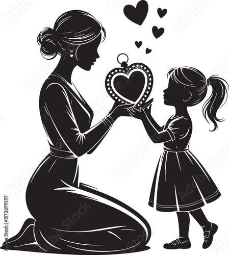 Mother and Daughter Love Silhouette: Family Bond and Heartfelt Connection