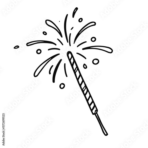 Doodle sketch vector illustration of a sparkler on transparent background for celebration and festive design