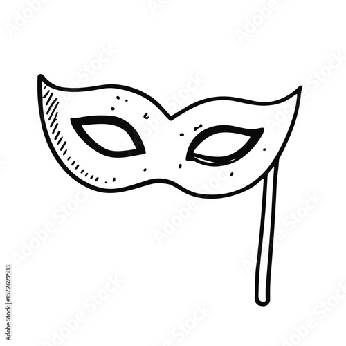 Doodle sketch vector illustration of a masquerade mask on transparent background for celebration and costume design