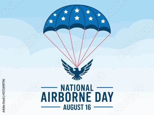 National Airborne Day Celebration Design With Eagle and Parachute Illustration