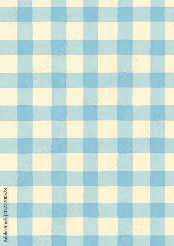 Blue checkered pattern background.