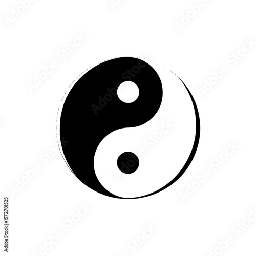 Symmetrical yin yang silhouette depicting balance and harmony in minimalist vector style for various design applications