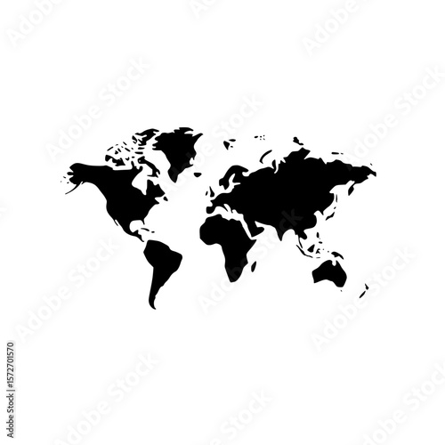 Global map silhouette for geographical representation in vector format