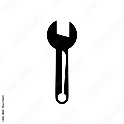 Silhouette pictogram of a wrench representing tools and mechanical work in maintenance and repair activities