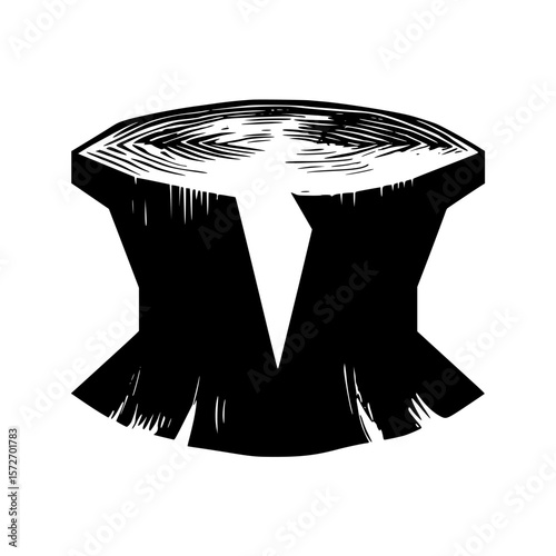 Silhouette pictogram of a wooden stump representing nature and outdoor activities, ideal for various design applications