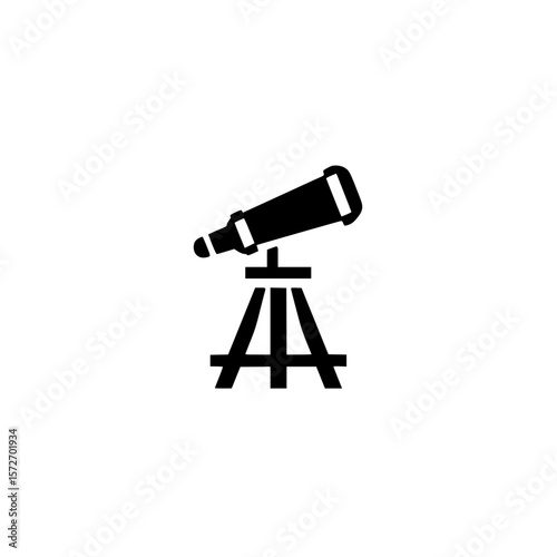 Telescope silhouette pictogram set against a white background for various applications including educational and recreational purposes