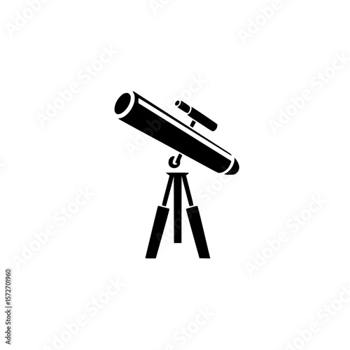 Silhouette pictogram of a telescope on a tripod used for stargazing and astronomical observation purposes