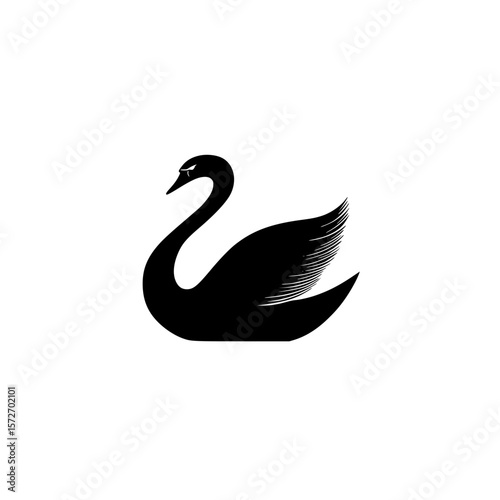 Elegant swan silhouette design isolated on white background representing grace and beauty in nature