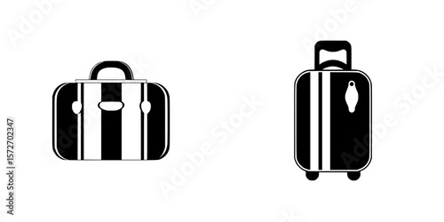 Set of silhouette pictograms featuring various travel luggage designs for versatile usage
