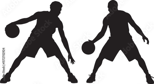 Basketball Players in Action Silhouette Vector