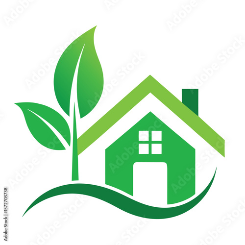 Green Eco Home Leaves Growth Logo