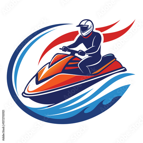 A jet ski on waves, isolated on a clean white background, for water sport, speed, summer, or adventure.