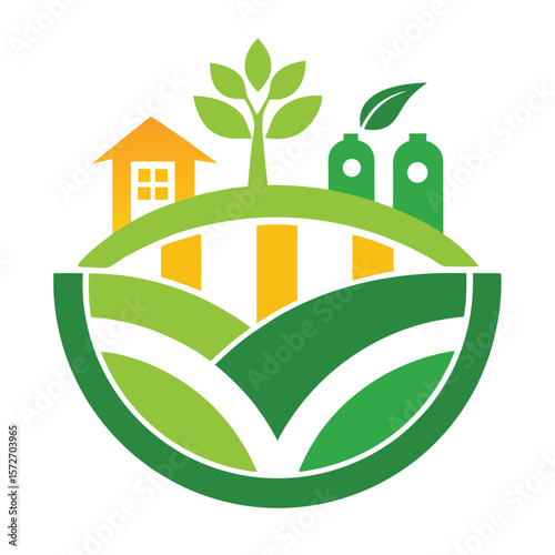 Sustainable Green Energy Farm Landscape Logo