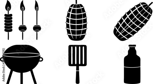 bbq icon set over white background  silhouette sty (1).eps