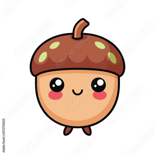 cute little acorn with rosy cheeks and tiny arms
