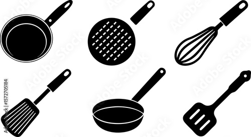 black and white silhouettes of various kitchen ute (1).eps