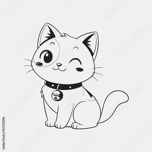 Minimalist Black Cat Outline Design