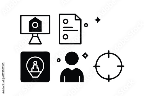 Clean minimalist vector illustration with geometric shapes and abstract elements