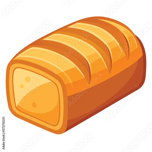 A loaf of bread sliced, isolated on a white background, for food, bakery, fresh, or essential staple.
