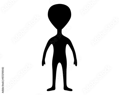Silhouette of a classic alien, standing tall with an iconic shape