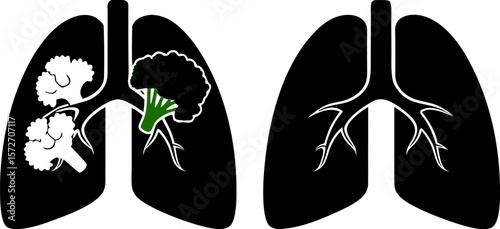 broccoli in lung silhouette isolated (1).eps