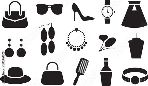 Women's Fashion Accessories: Sunglasses, High Heels, Jewelry, and Handbags

