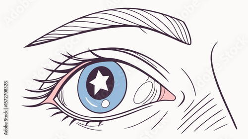 Eye with Star-Shaped Pupil—Vision, Imagination, and Creativity Concept