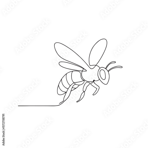 Wallpaper Mural One Line Drawing of a Flying Honey Bee Minimal Insect Vector Art Torontodigital.ca