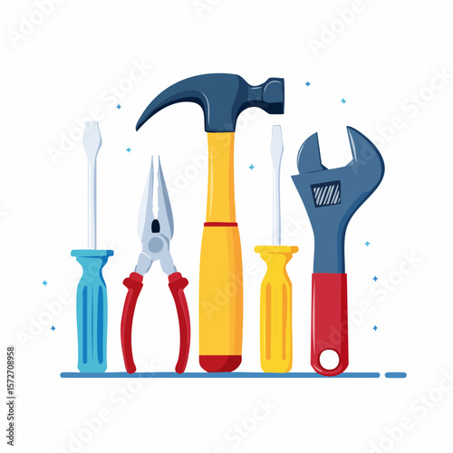 Tools of the Trade: A collection of essential hand tools, meticulously arranged, ready for any construction or repair task, with graphic design style.
