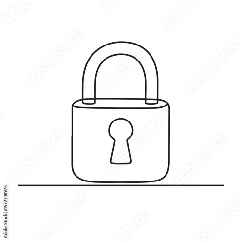 Wallpaper Mural Padlock Continuous Line Drawing Security and Protection Symbol Torontodigital.ca